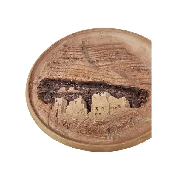 Vintage 1987 Sandra Brue Wall Hanging Western Pueblo 13 in Sandicast Round 3D wfdjnjc.com